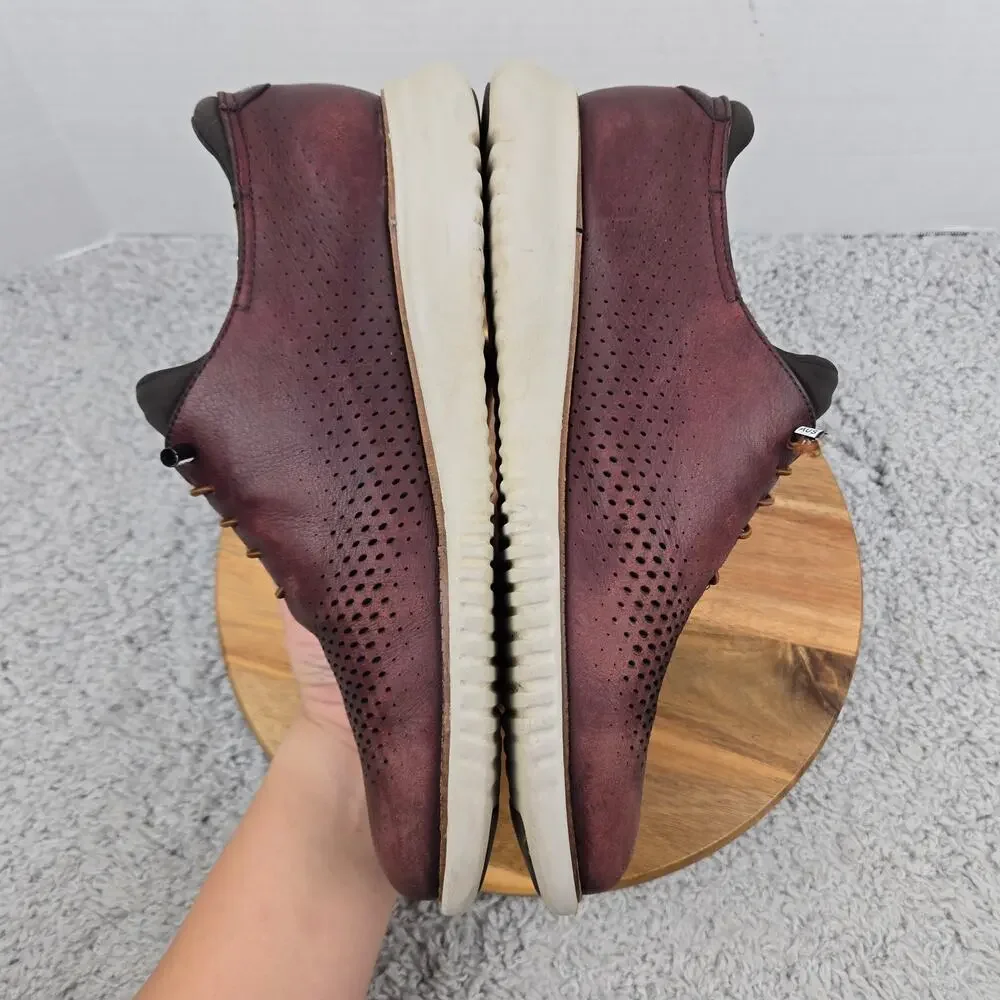 Cole Haan Mens 10.5M ZeroGrand Maroon Laser Casual Daily Wingtip Casual Oxford